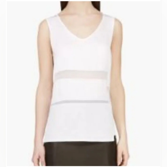 Helmut Lang white sleveless patchwork asymmetrical top size small - Picture 8 of 8